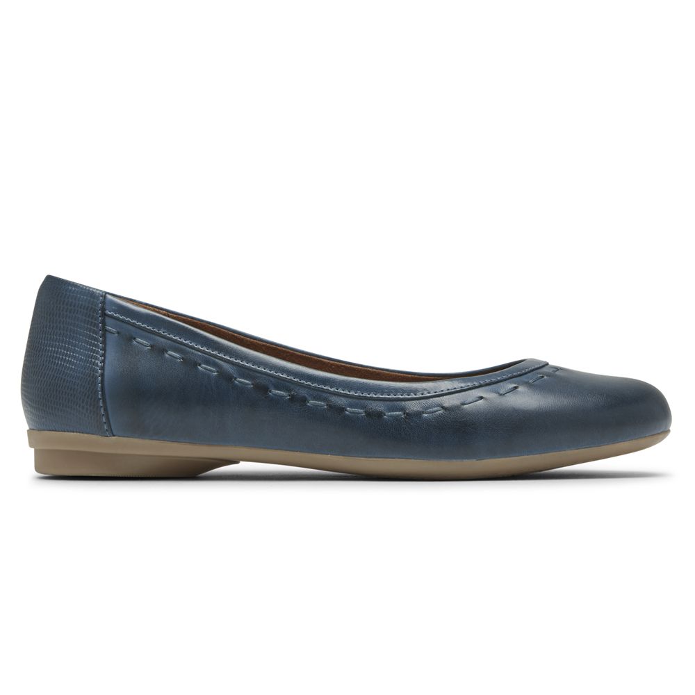 Ballet Mulher Rockport Cobb Hill Maiika Flat Azul Marinho,Portugal RHLSM-4512